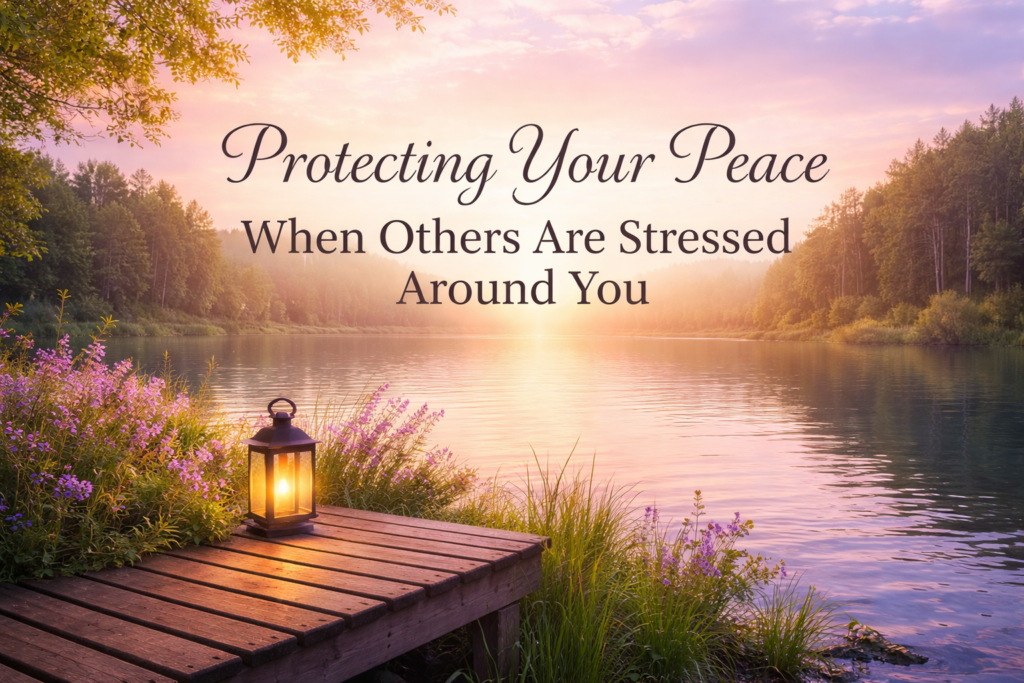 Protecting your peace during stressful seasons symbolized by a calm sunset by the water