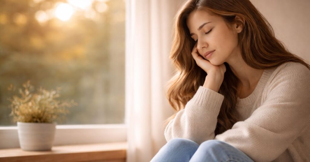 Trust God when nothing is happening shown through a woman in quiet reflection