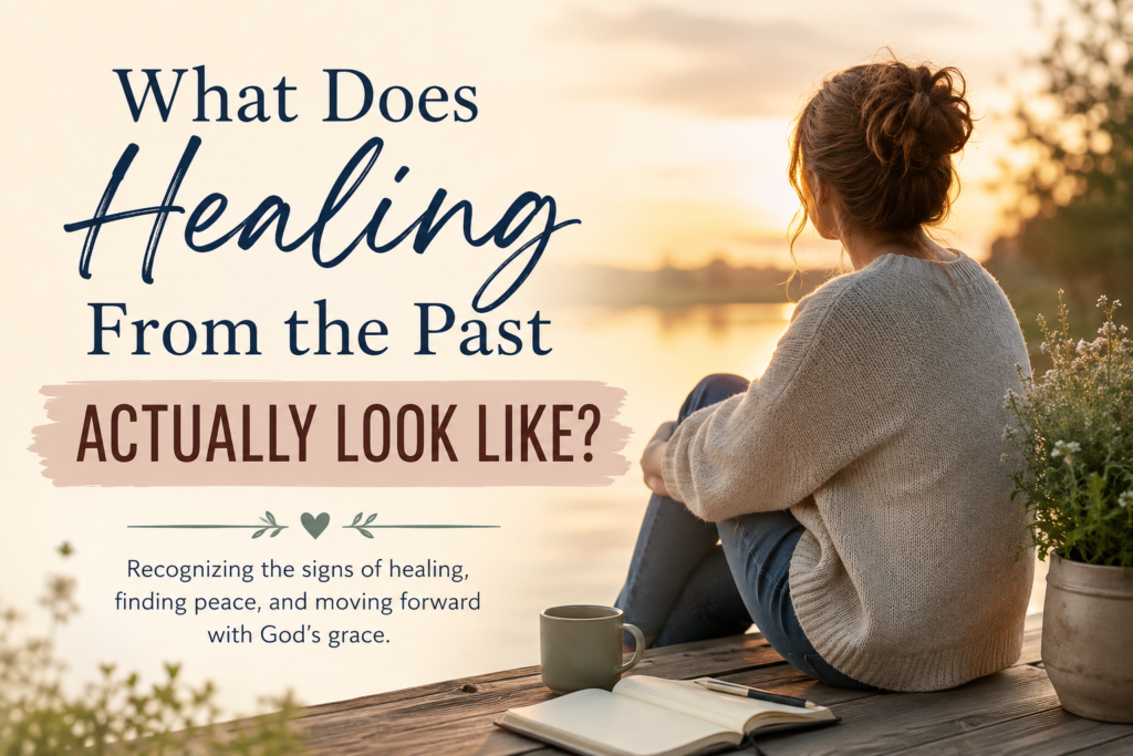 What does healing from the past actually look like shown through a woman in quiet reflection by the water