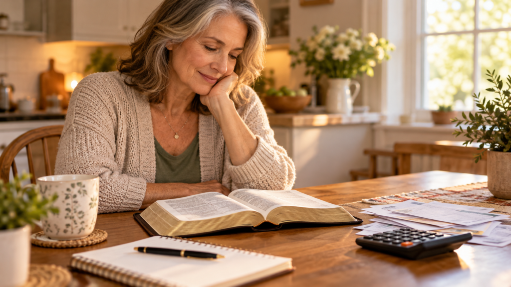 Woman reading the Bible while learning how to trust God when she cannot pay all her bills